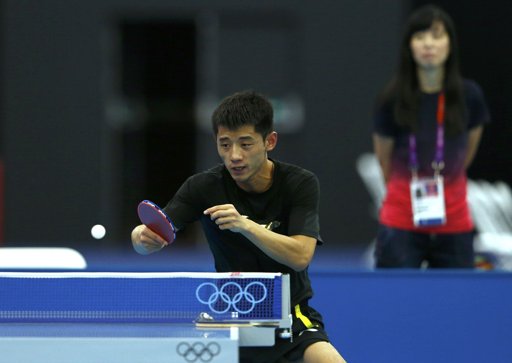 Zhang Jike - Treinando antes das Olimpiadas