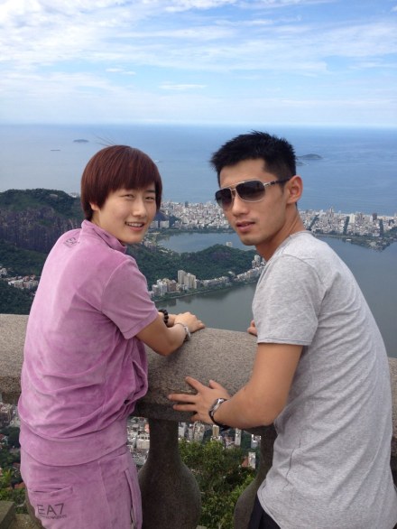 Zhang Jike e Ding Nin no Cristo Redentor